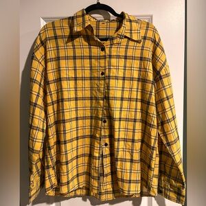 Yellow &Navy Plaid Button-Up Shirt
Size: XL